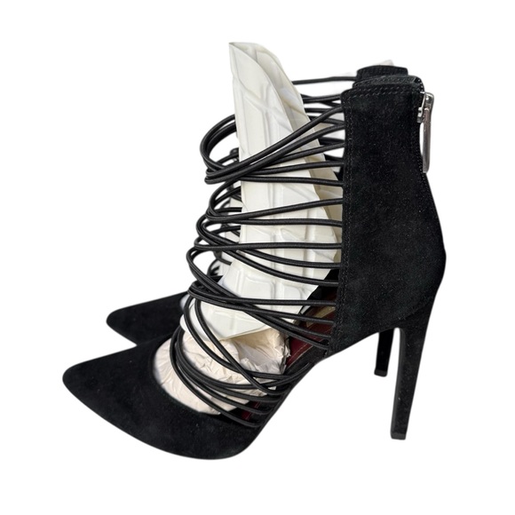 BCBGeneration Caliko Black Suede Stiletto Cage Heels Strappy Pumps Womens Size 9 - Picture 4 of 11